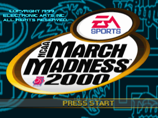 NCAA March Madness 2000 title screen for Playstation